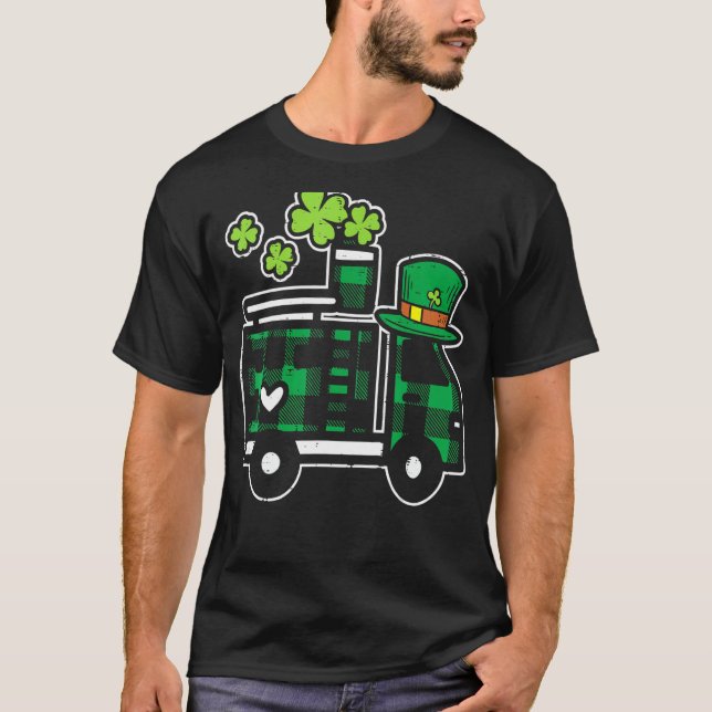 Kids Irish Grönt Play Firefighter Lastbil St Patri T Shirt (Framsida)