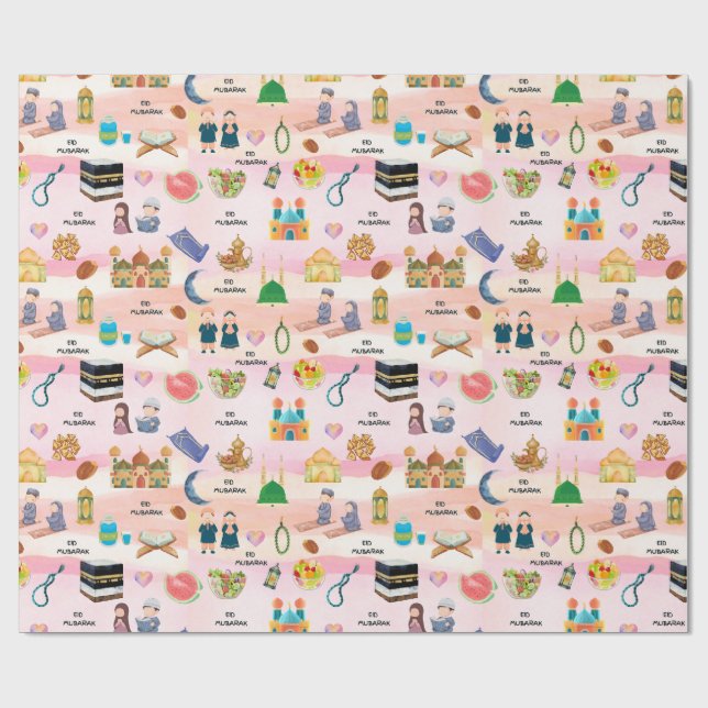 Kids Islamic Gift Wrap – Colourful Eid & Ramadan Presentpapper (Platt)