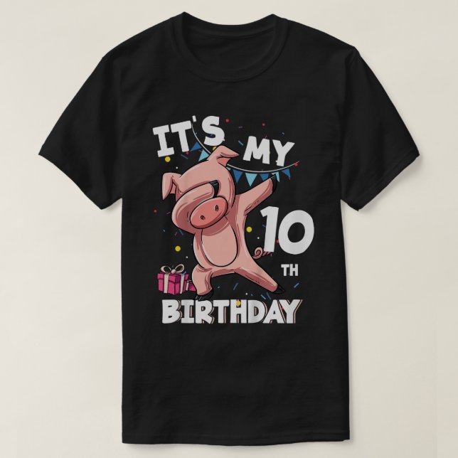 Kids Its My 10th Birthday 10 Year Old Pig Birthday T Shirt (Design framsida)