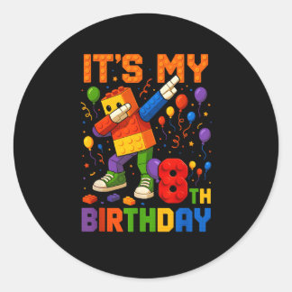 Kids Its My 8th Birthday Building Blocks 8 Years O Runt Klistermärke