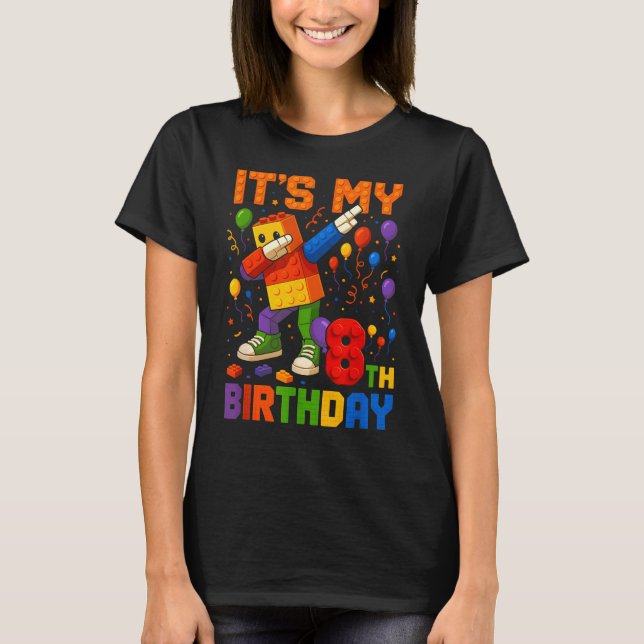 Kids Its My 8th Birthday Building Blocks 8 Years O T Shirt (Framsida)