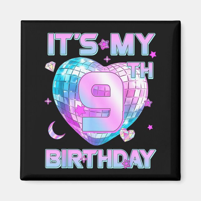 Kids It's My 9th Birthday Girl 9 Year Old Kp Bday  Magnet (Framsidan)