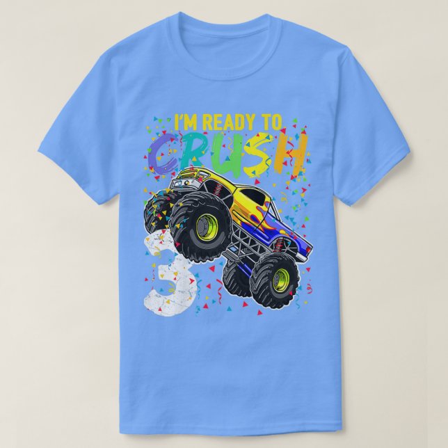 Kids Ix27m Ready to Crush 3 Monster Truck 3rd Birt T Shirt (Design framsida)