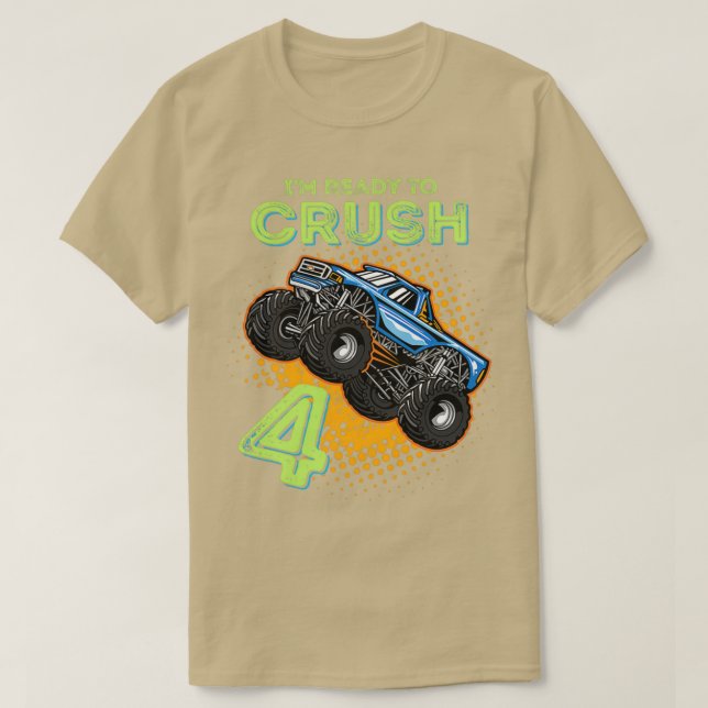 Kids Ix27m Redo till Crush 4 Monster Lastbil 4 år  T Shirt (Design framsida)