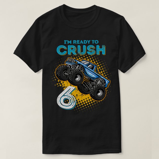 Kids Ix27m Redo till Crush 6 Monster Lastbil 6 år  T Shirt (Design framsida)