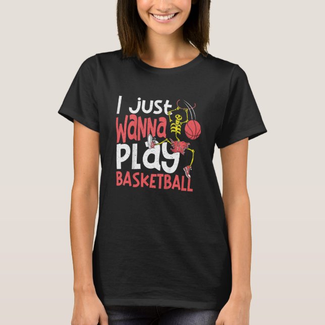 Kids jag vill spela Basketball Basketball Yout T Shirt (Framsida)