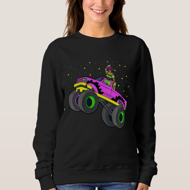 Kids Jester Riding Monster Lastbil Mardi Gras Cool T Shirt (Framsida)