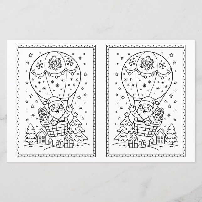 Kids jul Coloring Page Santa Luftballong (Framsida)