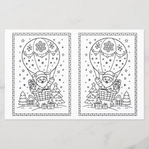 Kids jul Coloring Page Santa Luftballong