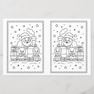 Kids jul Coloring Page Santa Tåg