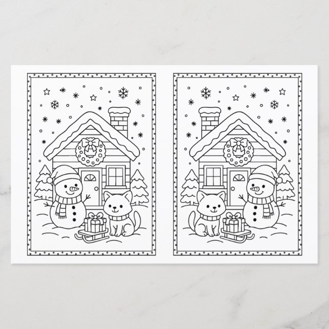 Kids jul Coloring Page Snögubbe (Framsida)
