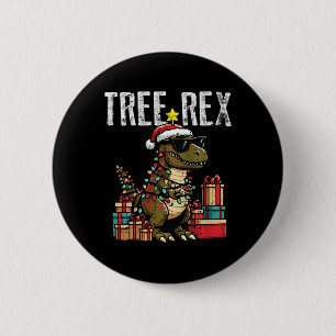 Kids jul Dinosaur Träd Rex Julafton Trex Småbarn Knapp