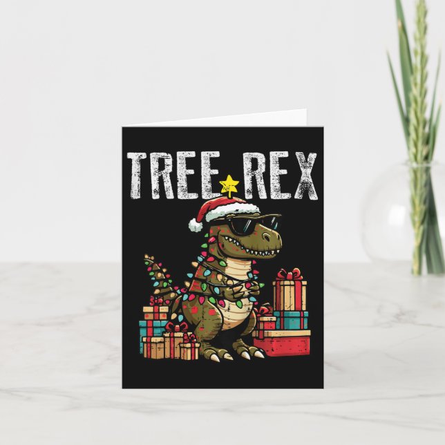 Kids jul Dinosaur Träd Rex Julafton Trex Småbarn Kort (Framsida)