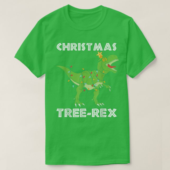 Kids jul Dinosaur Träd Rex Pajamas Boys Julafton T Shirt (Design framsida)