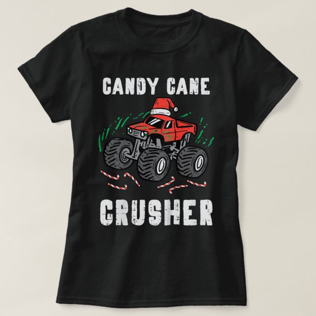 Kids jul Monster Lastbil Candy cane Crusher Xm T Shirt (Design framsida)