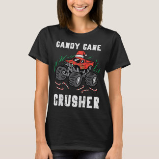 Kids jul Monster Lastbil Candy cane Crusher Xm T Shirt
