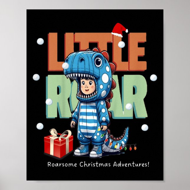 Kids jul Roar Dinosaur Kids Boys Julafton Gift Poster (Framsidan)