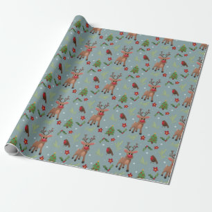 Kids jul Rudolph Reindeer Mönster Helgdag Presentpapper