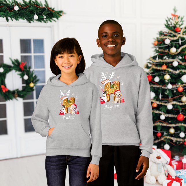 Kids jul Santa Gingerbröd Alphabet H Girl T Shirt (Skapare uppladdad)