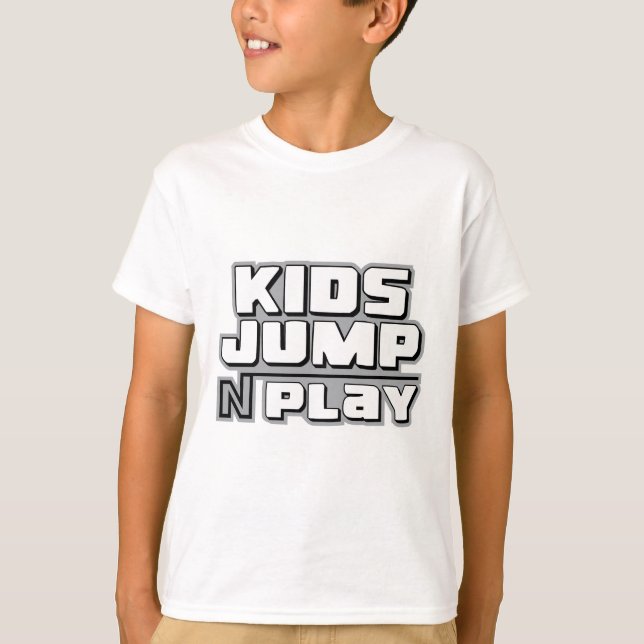 Kids Jump N Play anpassningsbar typography t shirt (Framsida)