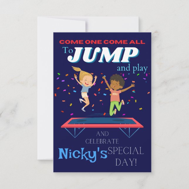 Kids Jump Trampoline Park Birthday-inbjudan Inbjudningar (Framsida)