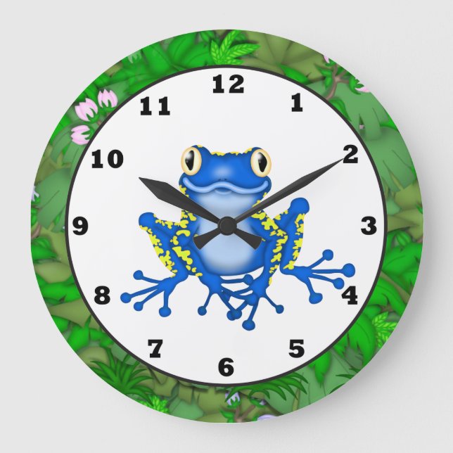 Kids Jungle Frog tecknad wall klocka (Framsida)