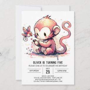 Kids Jungle Monkey Birthday Inbjudningar