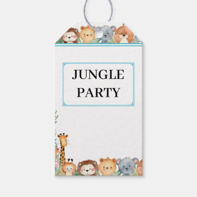 Kids Jungle Party Gift Märkre Presentetikett (Framsidan)