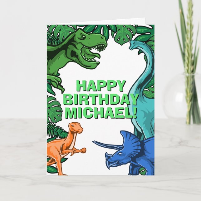 Kids Jurassic Dino Anpassade Dinosaur Birthday Kort (Framsida)