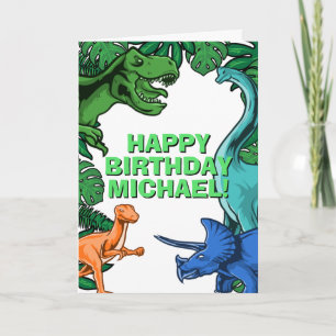 Kids Jurassic Dino Anpassade Dinosaur Birthday Kort