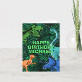 Kids Jurassic Dino Dinosaur Anpassade Birthday Kort