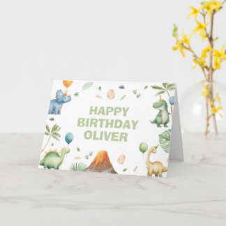 Kids Jurassic Dino Dinosaur Personalized Birthday Kort
