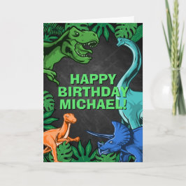 Kids Jurassic Dino Dinosaur Personlig Birthday Kort