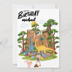 Kids Jurassic Dino Dinosaur Personlig Birthday Kort