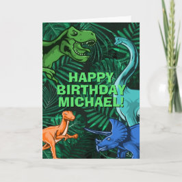 Kids Jurassic Dino Personlig Dinosaur Birthday Kort