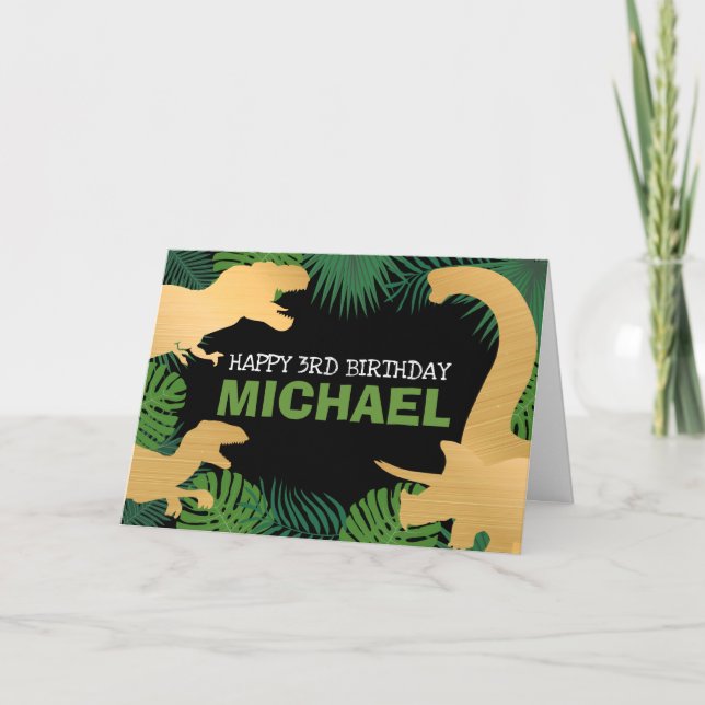 Kids Jurassic Trex Dino Dinosaur Birthday Kort (Framsida)