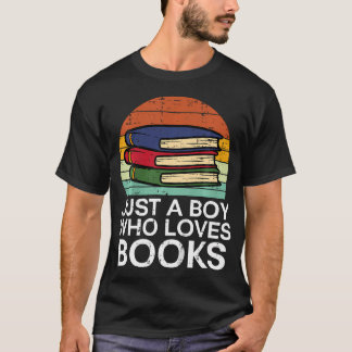 Kids Just A Boy Who Loves Books Read Reading Libra T Shirt