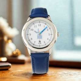Kid's Kaaba Watch - Arabiska siffror, Blue Strap Armbandsur