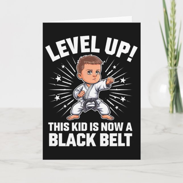 Kids Karate Uniform Black Belt Award T Shirt Desig Kort (Framsida)