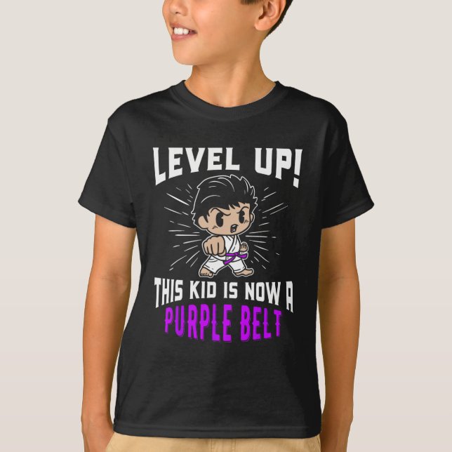 Kids Karate Uniform Purple Belt Award T Shirt Gift (Framsida)