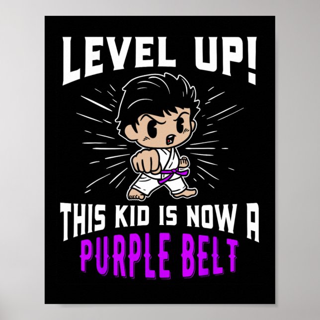 Kids Karate Uniform Purple Belt Award T Shirt Gift Poster (Framsidan)