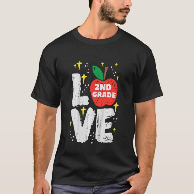 Kids Kärlek andra Klass-äpplet andra Scho-dagen T Shirt (Framsida)