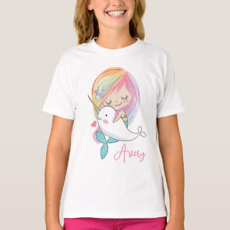 Kids Kawaii Sjöjungfru Narwhal Shirt T