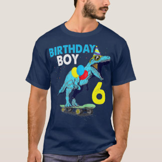 Kids Kids 6e Birthday Dinosaur T Rex i 6 år T Shirt