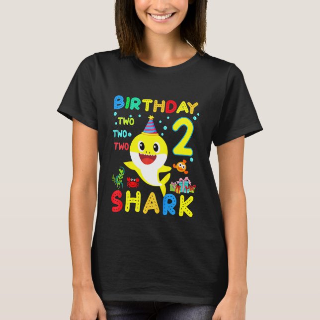 Kids Kids Baby Shark 2:a födelsedagstjejen 2 år T Shirt (Framsida)