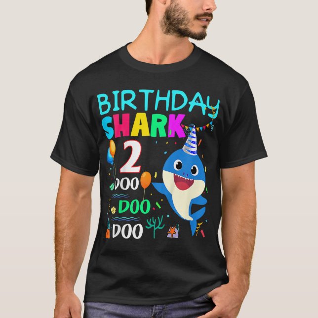 Kids Kids Baby Shark 2 år gammal 2:a födelsedagsti T Shirt (Framsida)