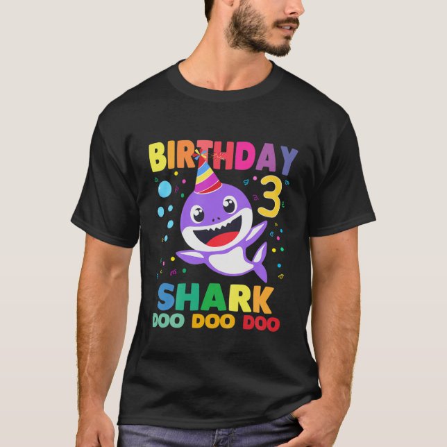 Kids Kids Baby Shark 3 år gammal 3:e födelsedagsdo T Shirt (Framsida)