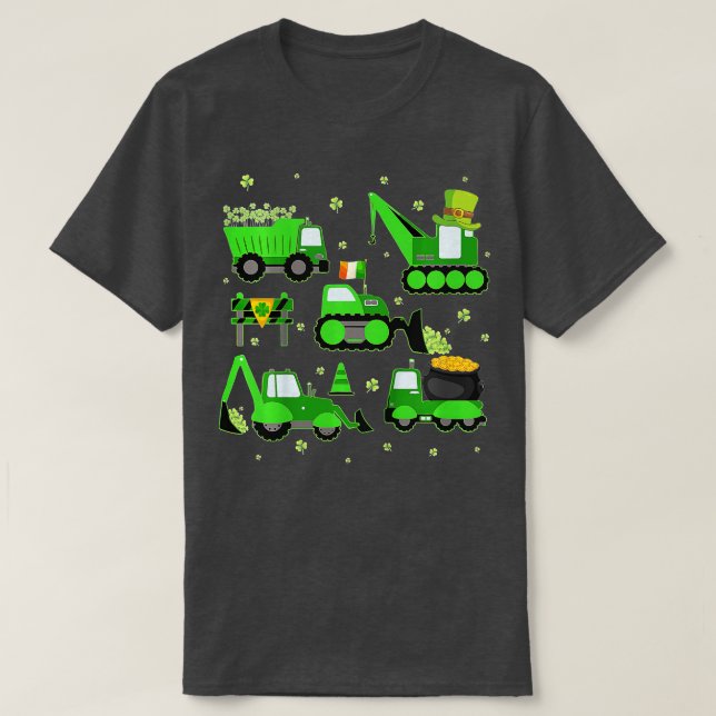 Kids Kids Boys St patricks day Crane Lastbil Const T Shirt (Design framsida)