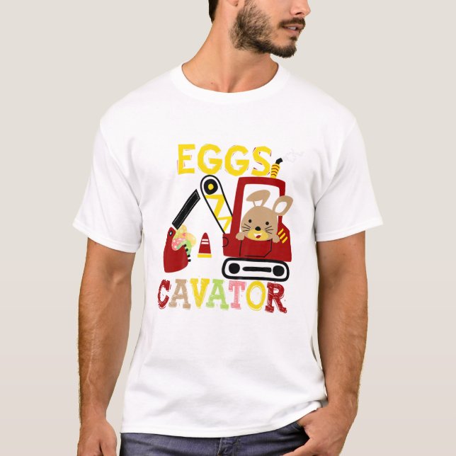 Kids Kids Eggscavator Glad påsk Funny Excavator T Shirt (Framsida)