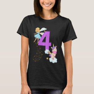 Kids Kids Fairy Födelsedagsfest 4 års tema Unico T Shirt